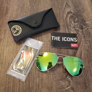RAYBAN AVIATOR FLASH GREEN GRADIENT LENSES - NEW